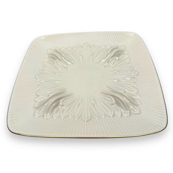 Vintage Lenox Granada Ashtray Trinket Dish Plate Ivory Square Gold Trim 8.5" - Picture 1 of 7